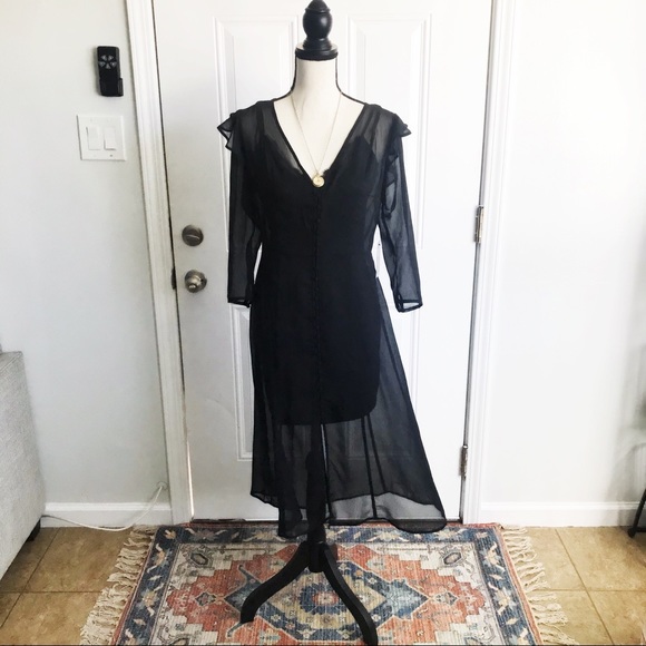 sheer black midi dress